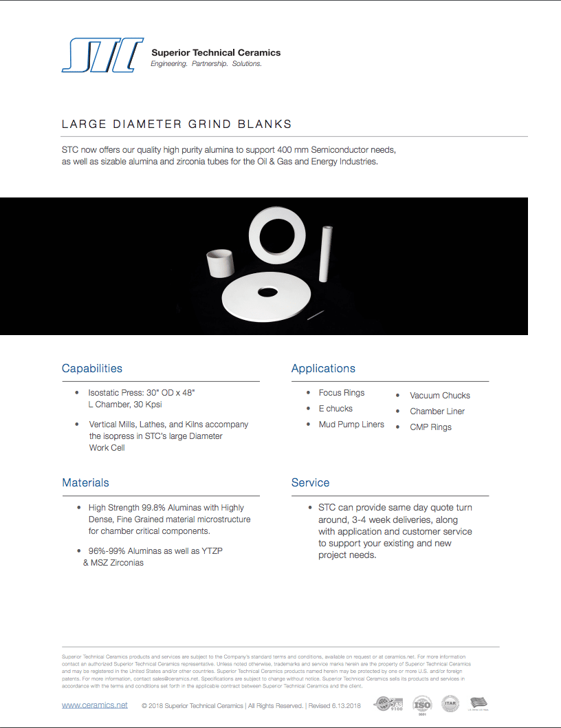 Large Diameter Grind Blanks Large Diameter Grind Blanks