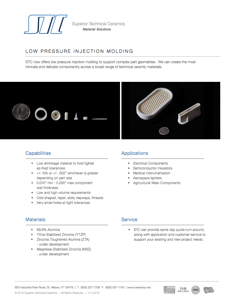 Low Pressure Injection Molding Low Pressure Injection Molding